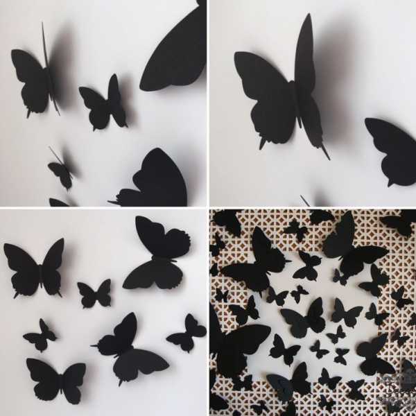 Оформление стены бумажными цветами и бабочками