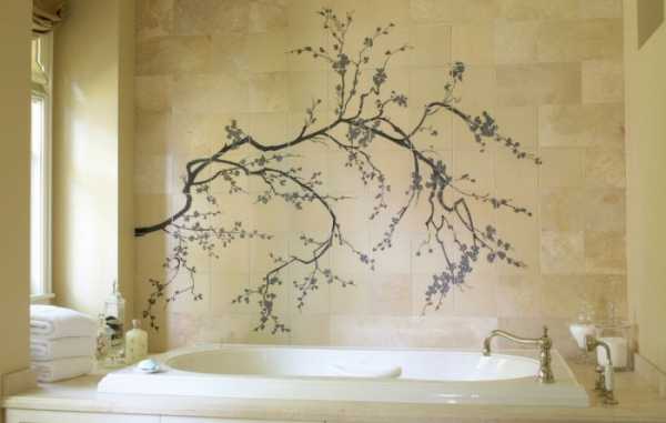 Рисунок в ванной на стене своими руками